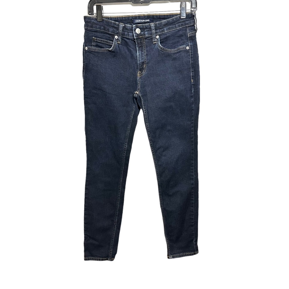 Calvin Klein Women's Size 28x28 Blue Skinny Leg Dark Wash Cotton Blend Jeans